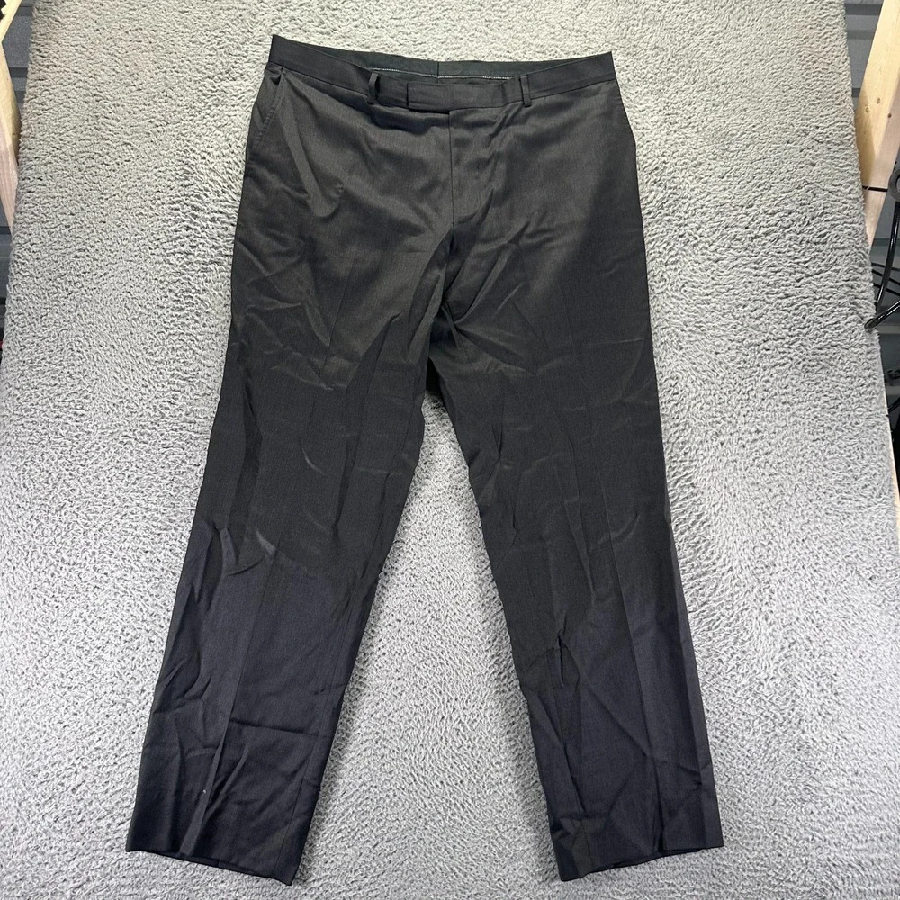 Hugo Boss Pant Men 46x34 Black Wool Dress Straight Formal Preppy Business Office